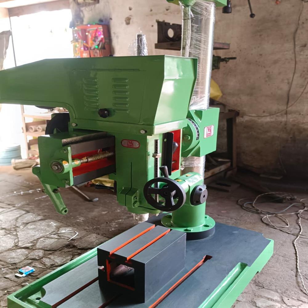 Radial Drill Machine - Cast Iron, 1300x900x1800 Mm Dimensions, Green Color | 1.5 Hp Two-speed Motor, Manual Power Feeds, 8-step Pully System