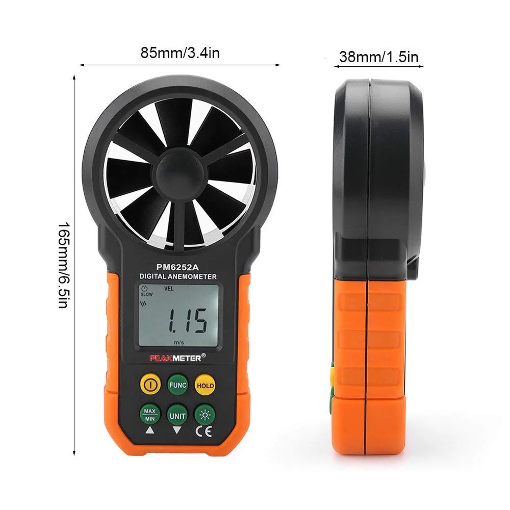 True Sense Digital Anemometer,Portable High Exactness Handheld Wind Speed Meter Gauge, PM6252A