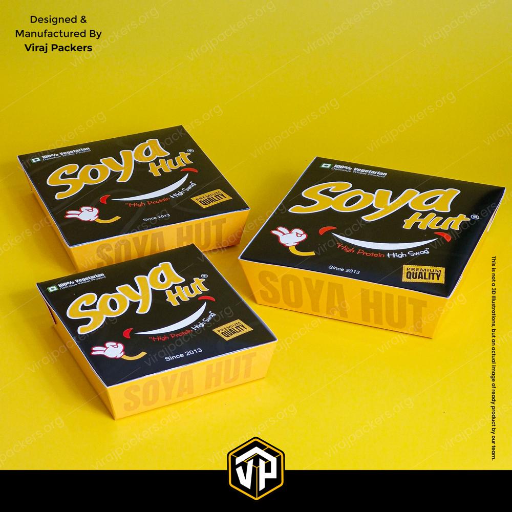 Premium Soya Chaap Box With Inside Dip Compartments Custom Printed Soya Chaap Packaging - Coating Type: Aqueous Coating