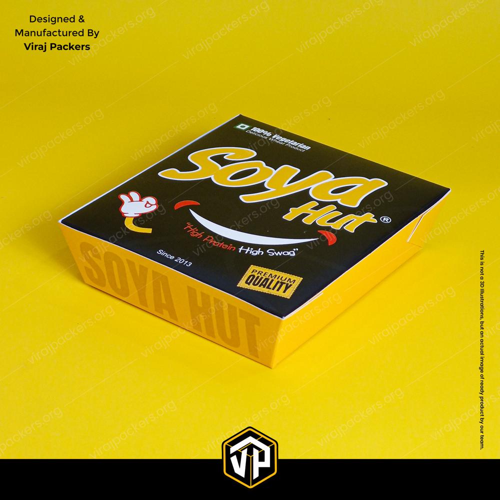 Premium Soya Chaap Box With Inside Dip Compartments Custom Printed Soya Chaap Packaging - Coating Type: Aqueous Coating