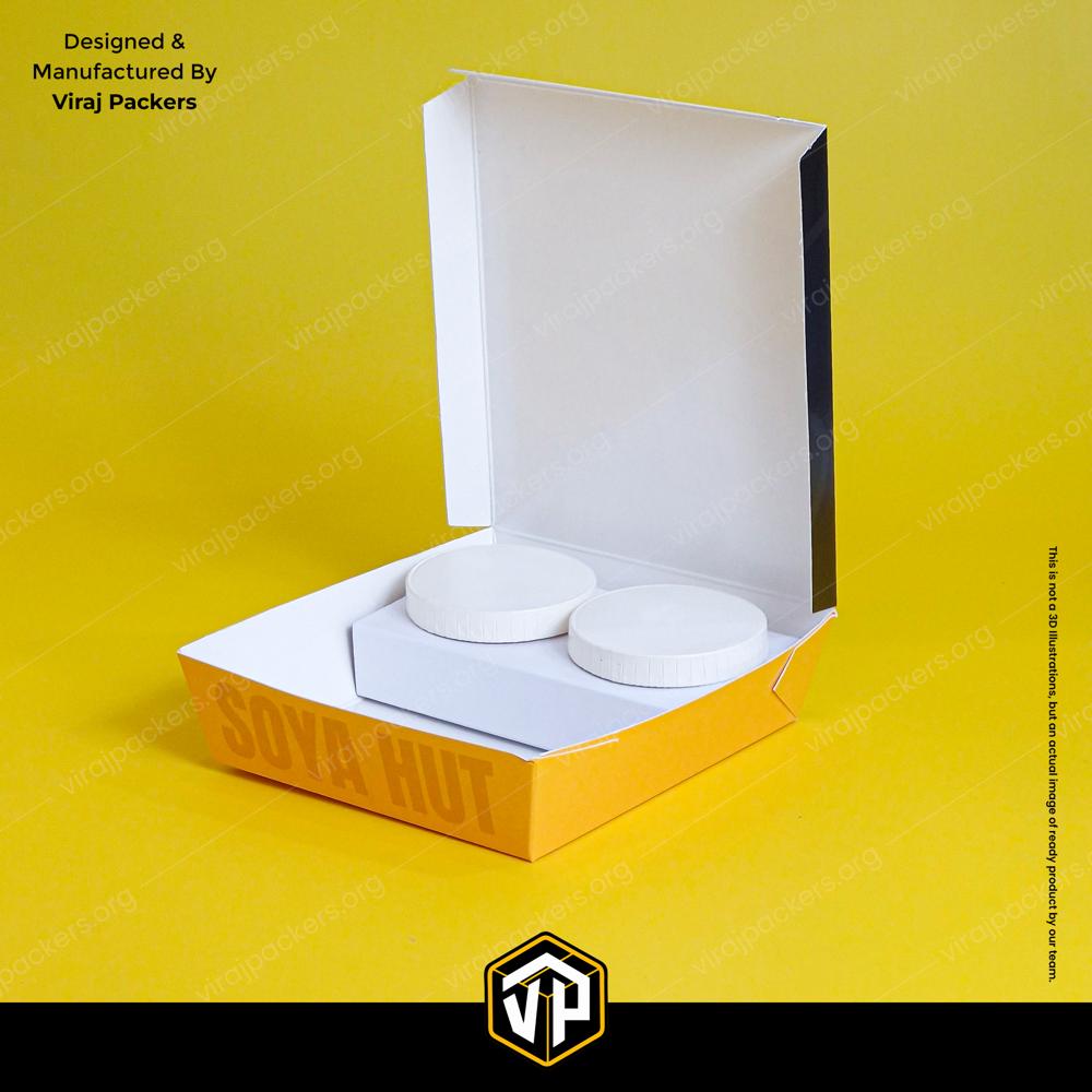 Premium Soya Chaap Box With Inside Dip Compartments Custom Printed Soya Chaap Packaging - Coating Type: Aqueous Coating