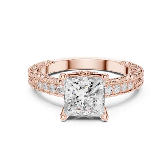 Vintage Filigree Princess-Cut Diamond Ring