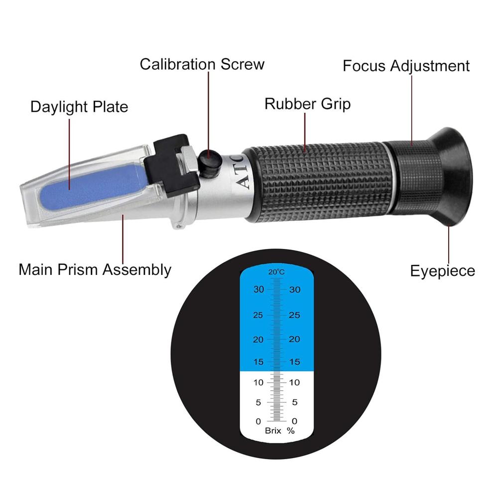 True Sense 0-32% Refractometer With ATC For Measuring Fruits Wine Beer Sugars, RHB-32