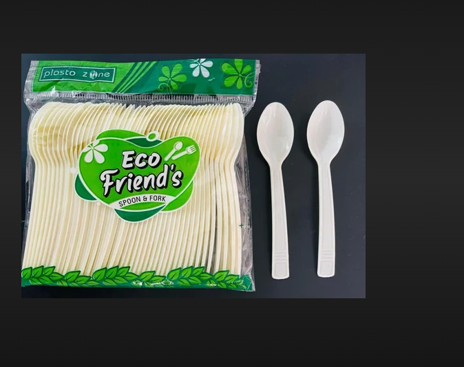 Plastic Spoon Bio Green - Biodegradable Material, 6.5 Inches Long, Eco-friendly Design | Sustainable, Compostable, Ideal For Events And Takeaways