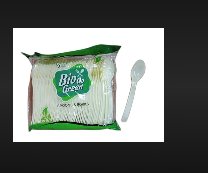 Plastic Spoon Bio Green - Biodegradable Material, 6.5 Inches Long, Eco-friendly Design | Sustainable, Compostable, Ideal For Events And Takeaways