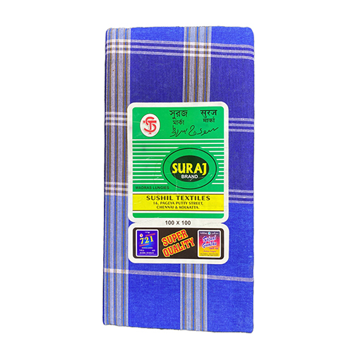 80 X 80Mm Big Check Cotton Lungi - Color: Multicolor (Combination Of Blue