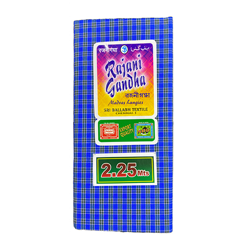 2.25Mts Rajnigandha Mini Check Cotton Lungi - Color: Multicolor