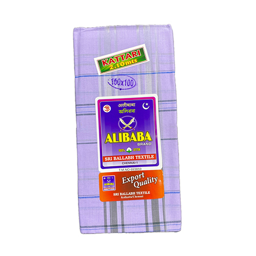 2.10Mts Alibaba Sada Kattari Check Cotton Lungi