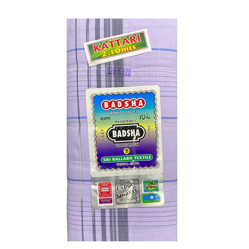 Badsha 120*120 Sada Kattari Check Cotton Lungi - Color: White
