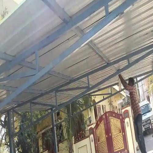 MS White Car Parking Roofing Shed