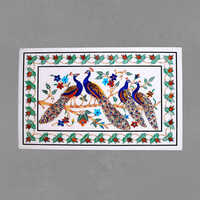 Royal Peacock Marble Inlay Panel - Features: Handcrafted Artistry