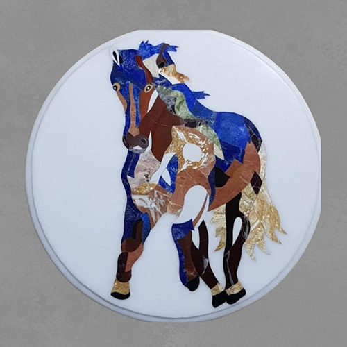 Majestic Stallion Marble Inlay Medallion