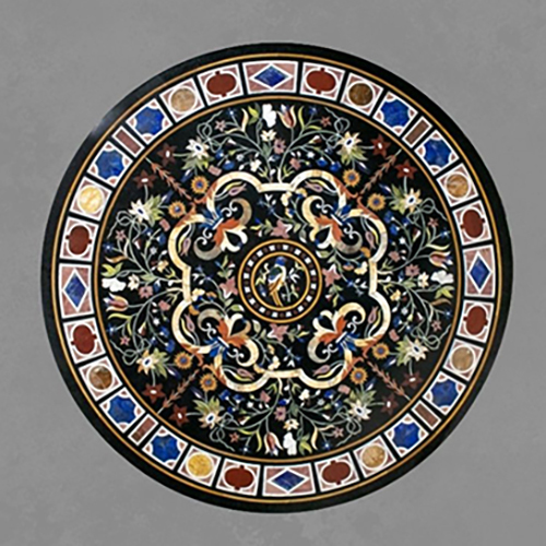 Black Marble Floral Inlay Table Top