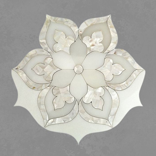 Mother of Pearl Floral Marble Inlay Medallion