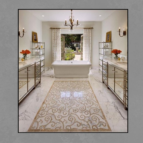 Elegant Marble Inlay Bathroom Floor Design