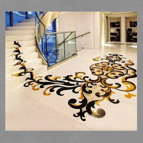 Luxury Scroll Marble Inlay Staircase Flooring