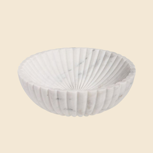 Hand Carved Marble Fluted Bowl