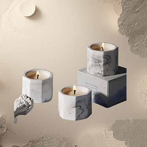 Marble Design Decorative Candle Set
