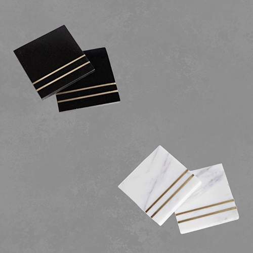 Striped Marble Coaster Set