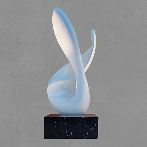 Abstract Marble Swan Sculpture