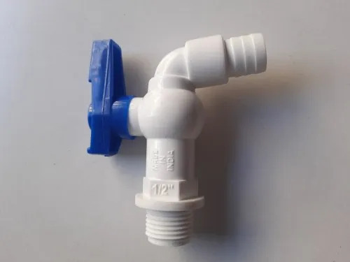 Pp Nozzles Cock - Plastic Material, Size 15mm (1/2"), Color White | Glossy Finish, Round Design, 1 Year Warranty, Ideal For Bathroom Fitting