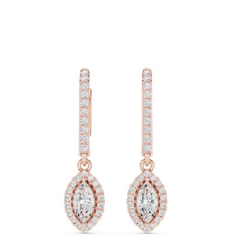 Rose Gold Heart Halo Drop Huggie Earrings