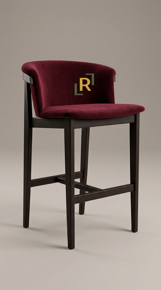 Ash Wood Bar Chair with Upholstered Seat