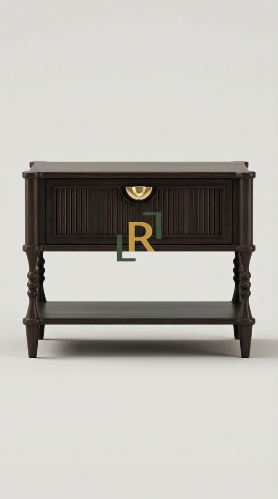 Wood Bedside Table with Drawer