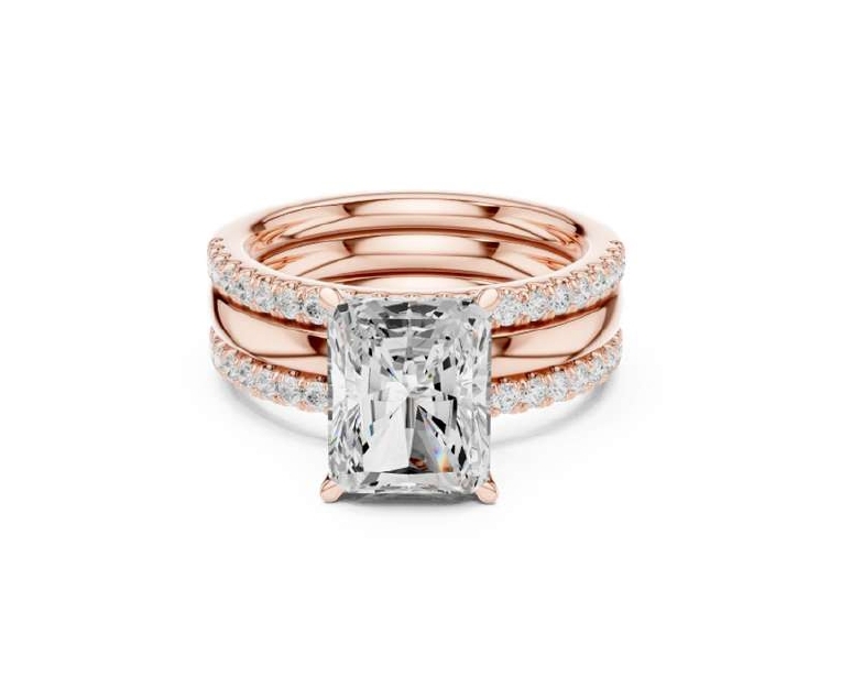 Rose Gold Triple-Stack Solitaire Bridal Set