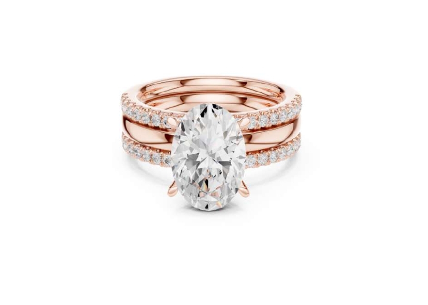 Rose Gold Triple-stack Solitaire Bridal Set - Diamond Carat Weight: 18 Carat