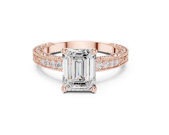 Rose Gold Cushion-Cut Petite Leaf Filigree Ring