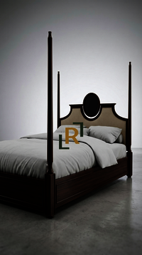 Handcrafted Ash Wood King Size Poster Bed - Artwork: Crafted