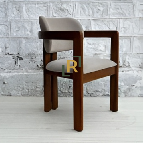 Teak Wood Dining Chair with Upholstered Seat