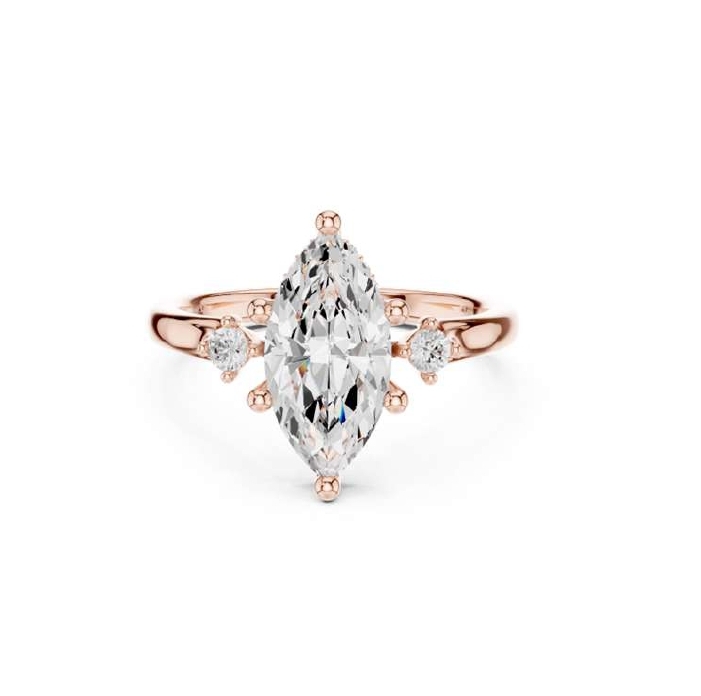 Rose Gold Marquise-Cut Nature-Inspired Filigree Ring