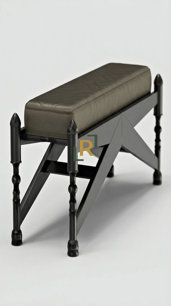 Wood Bench with Upholstered Seat