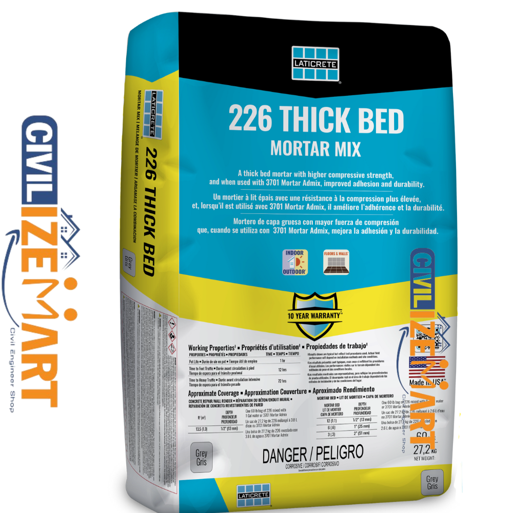 226 Thick bed mortar tile adhesive