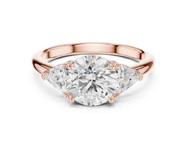 Rose Gold Oval and Pear Three-Stone Ring