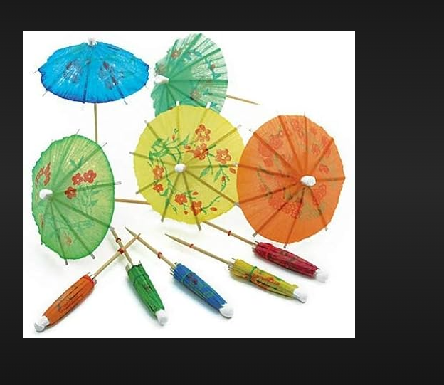 Umbrella Toothpick Sticks - Wooden, 3.5 Inches Long, Assorted Colors | Perfect For Party Decoration, Ideal For Appetizers And Snacks