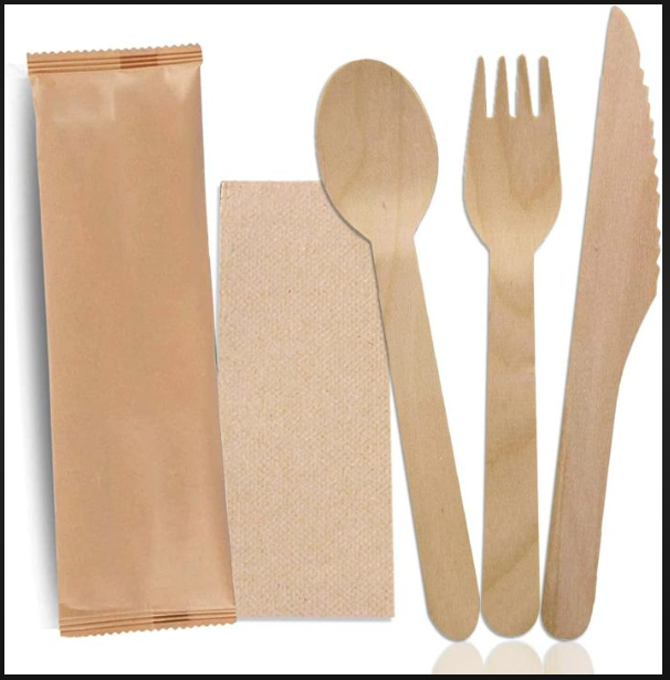 wooden knife fork spoon napkin 160mm