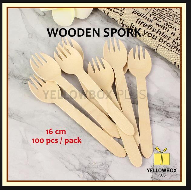Wooden Spork - 140 Mm Length | Eco-friendly, Lightweight, Versatile For Eating And Serving