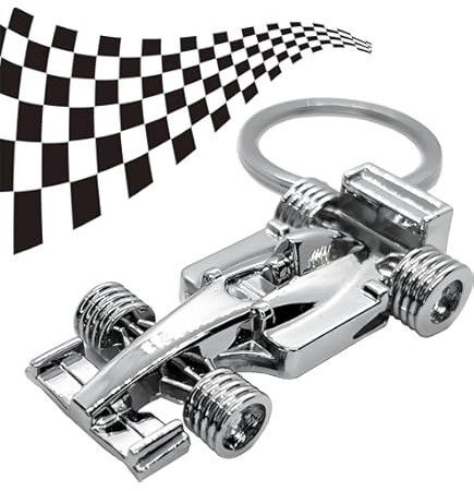 Silver Zinc F1 Racing Car Keychain
