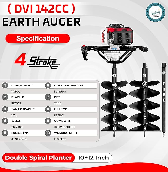 142cc Earth Auger 12+10 inch bit