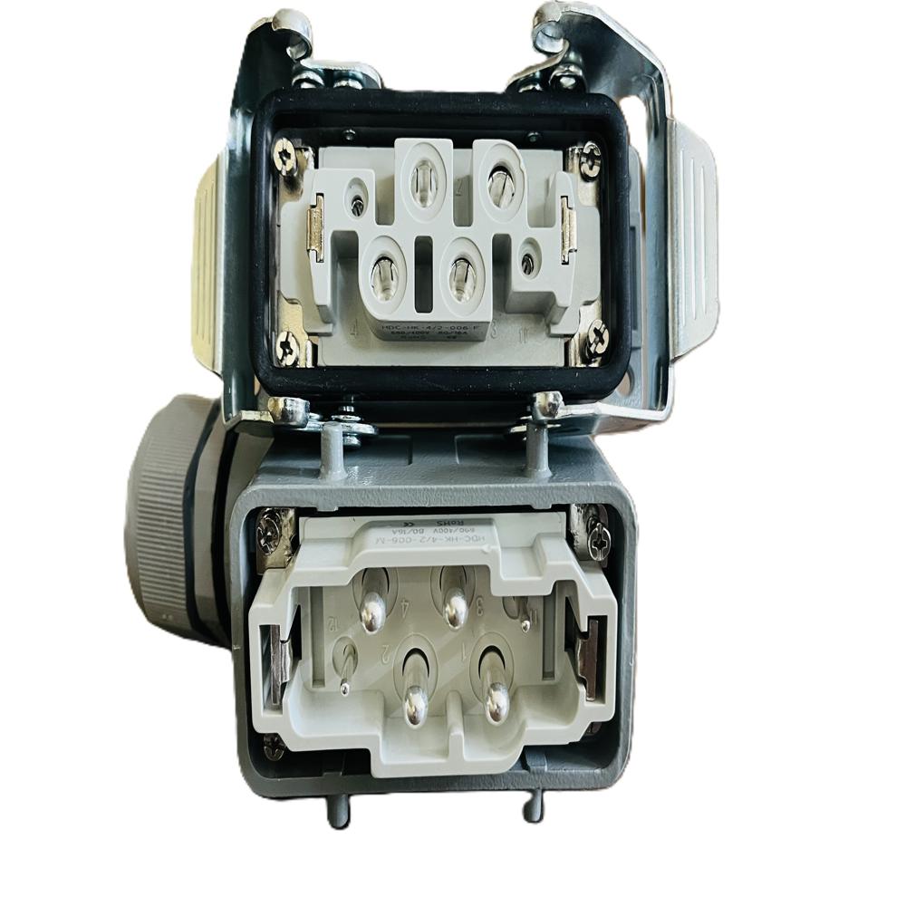 4 Pin Heavy Duty Connector 80A 690V | Industrial Power Connector | HDC-HK-004/2-1 | Metal Housing Plug Socket | High Voltage Electrical Connector | ROHS CE Certified