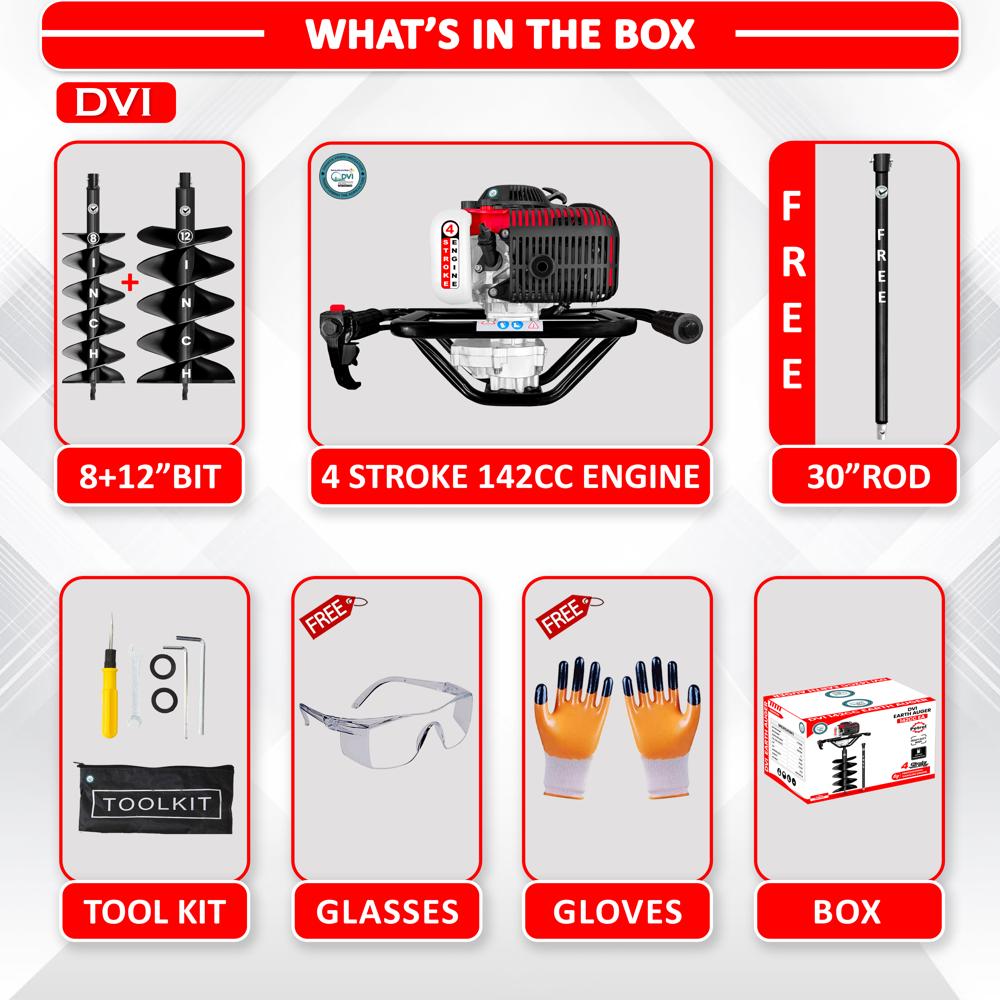 142cc Earth Auger 8+12 inch bit