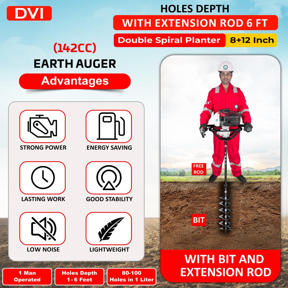 142cc Earth Auger 8+12 inch bit
