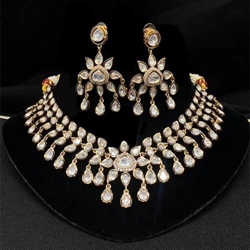 JEMTL1904 Threaded Lights Designer Polki Kundan Stone Necklace