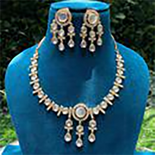 JEMTL1907 Threaded Lights Designer Polki Kundan Stone Necklace