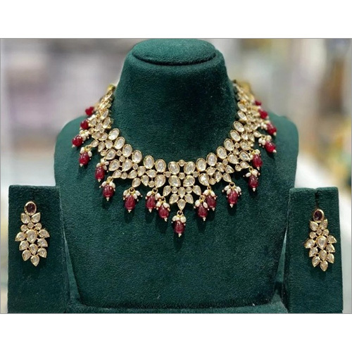 JEMTL1914 Threaded Lights Royal Polki Kundan Stone And Beads Necklace
