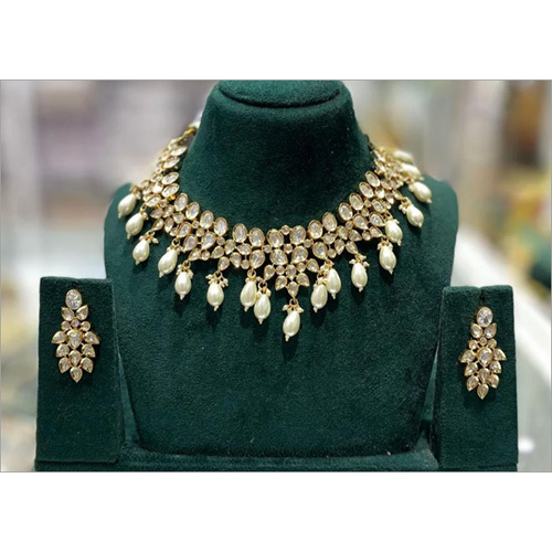 JEMTL1915 Threaded Lights Royal Polki Kundan Stone And Beads Necklace