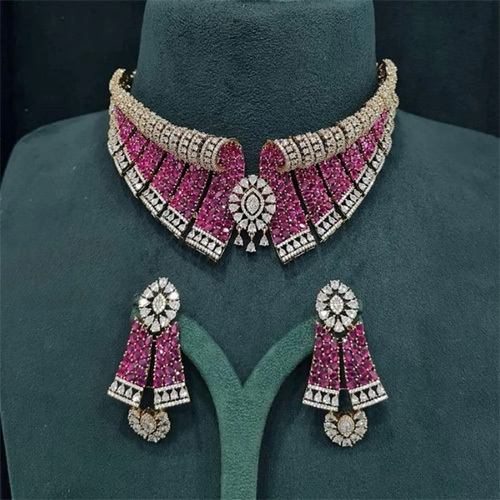 JEMTL1919 Threaded Lights Designer American Diamond Trendy Necklace